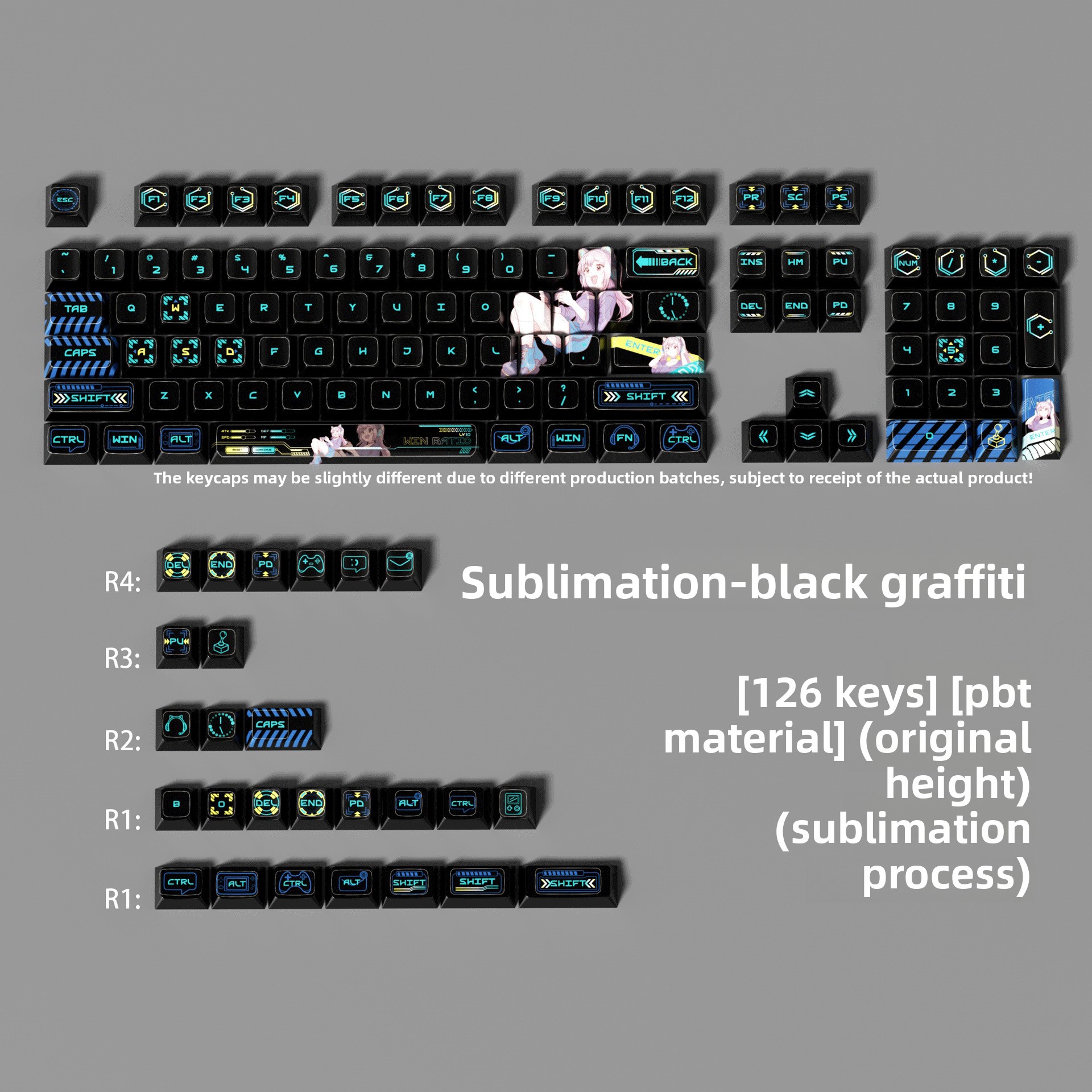 Keyboard Gaming Transparent - E-Sports Story - Black V1 Anime-Themed