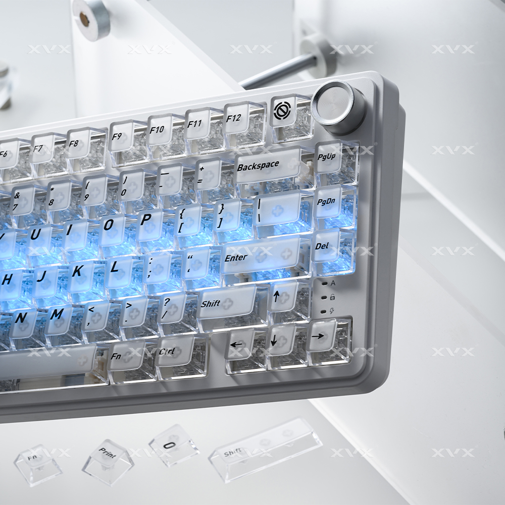 Gaming Keyboard Ergo - XVX Crystal Transparent Keycaps Black Cherry