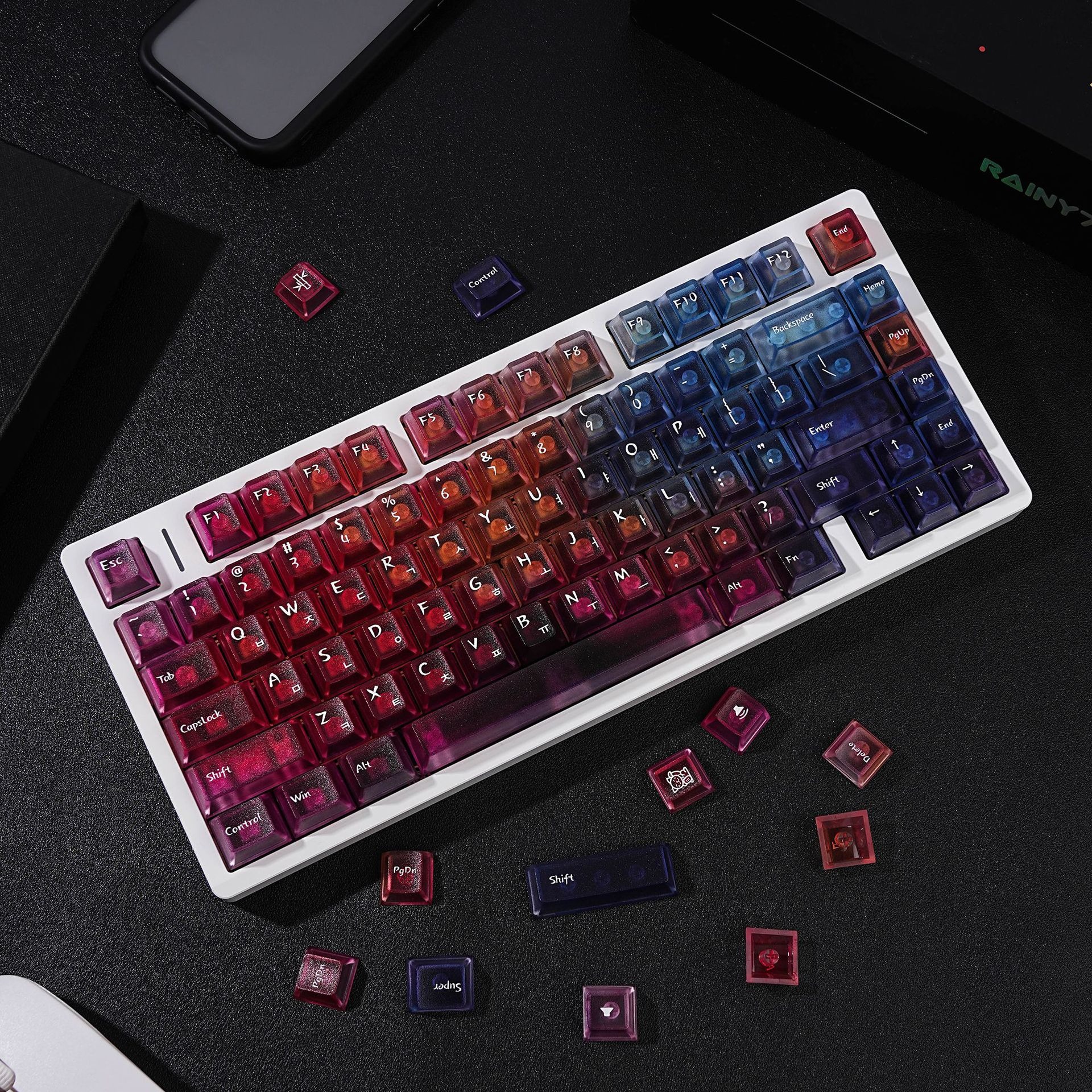 Keyboard Gaming Transparent - Gradient Transparent Korean Mechanical Keyboard keycaps