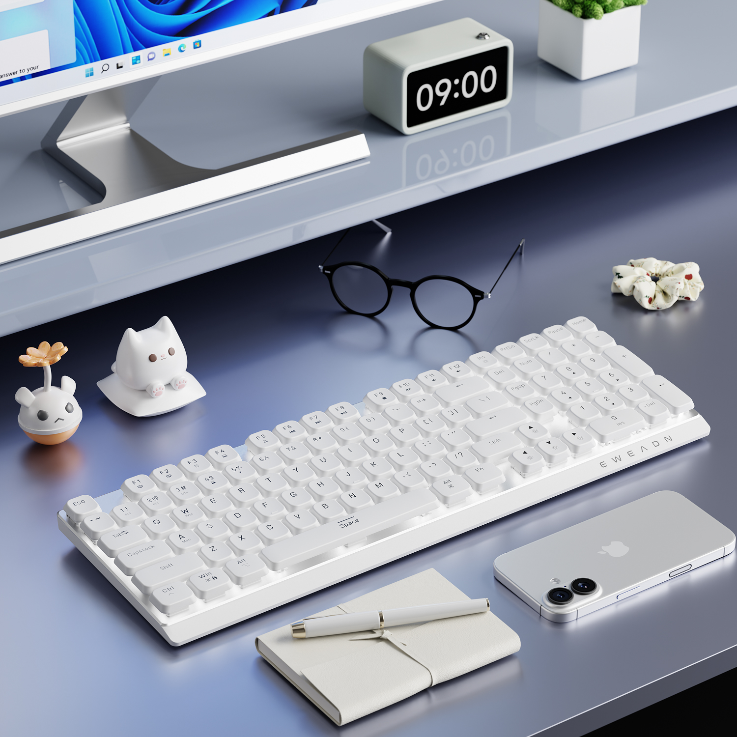 Gaming Keyboard Ergo - EWEADN Wireless Low-Profile Mechanical Gaming Keyboard,