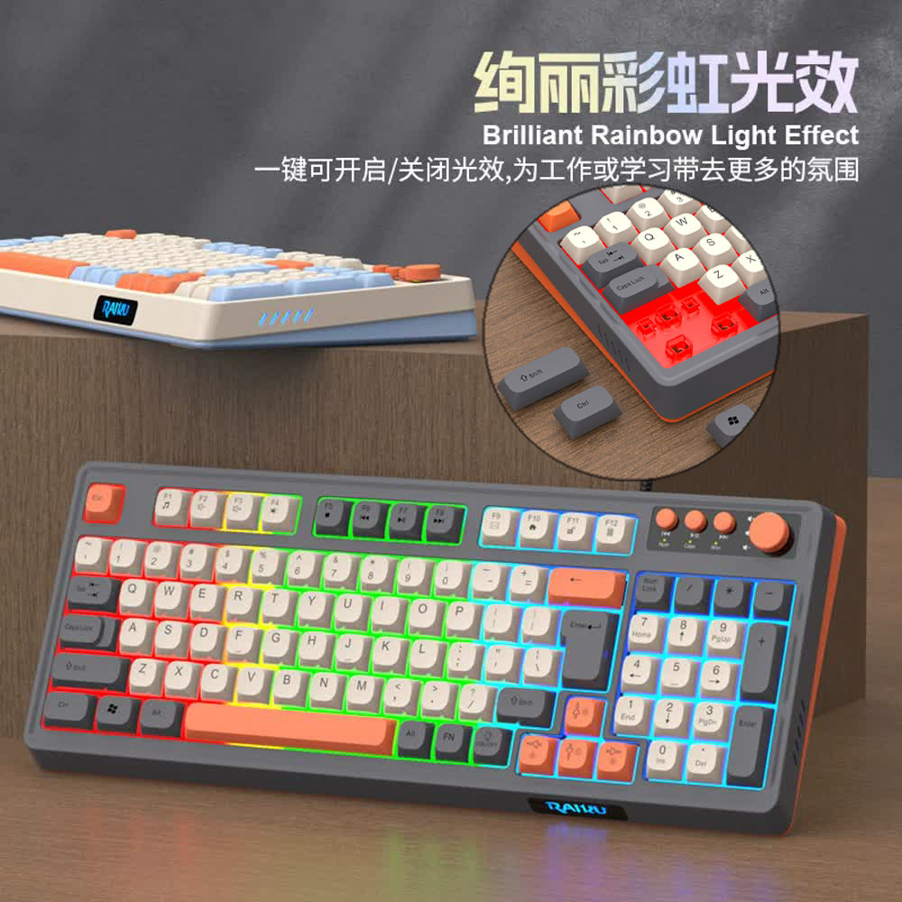 Gaming Keyboard Half - Backlight RAIKU K98 Keyboard RGB Lighting