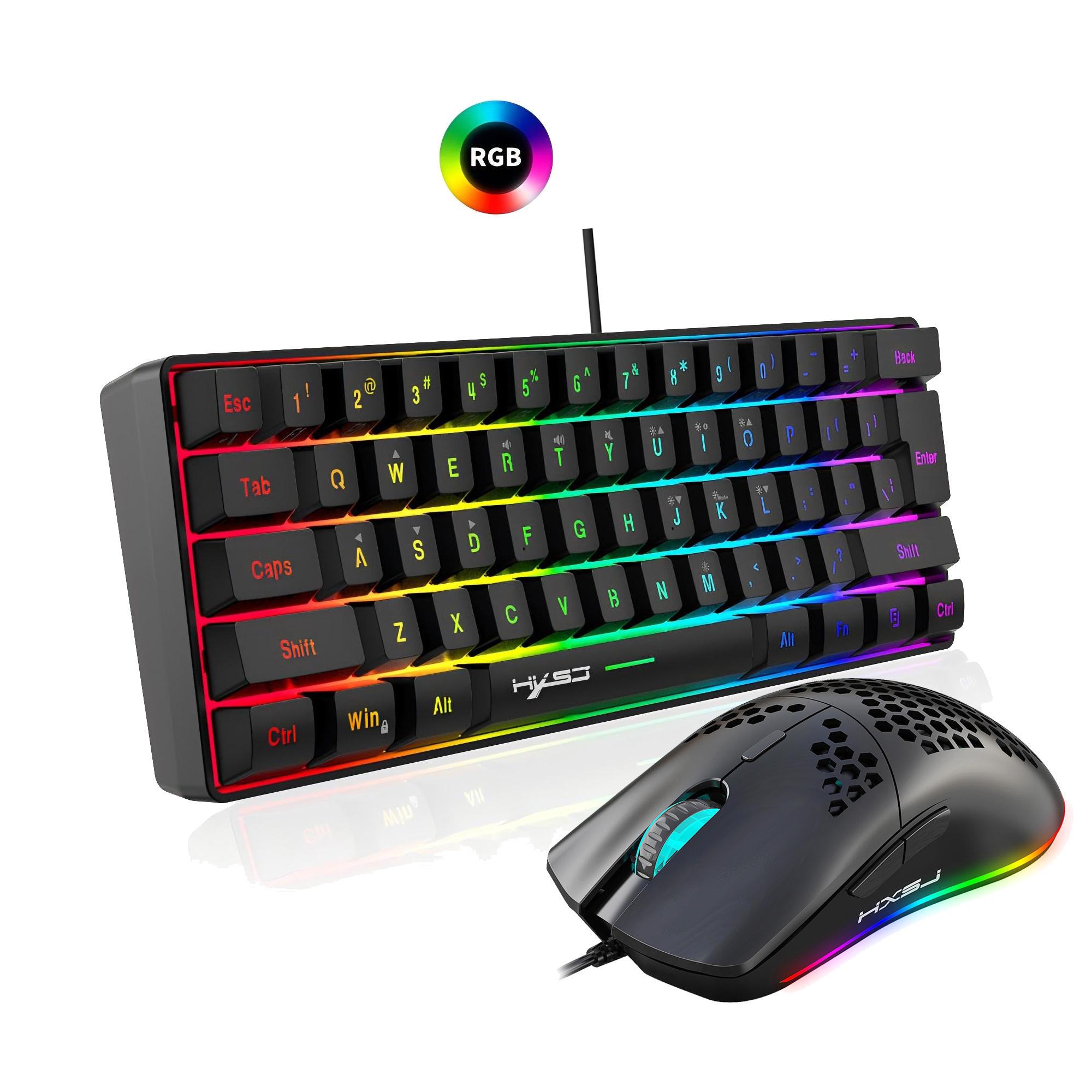 Hot selling HXSJ 61 keys V700  - đánh giá và giá Gaming Keyboard And Mouse Combo