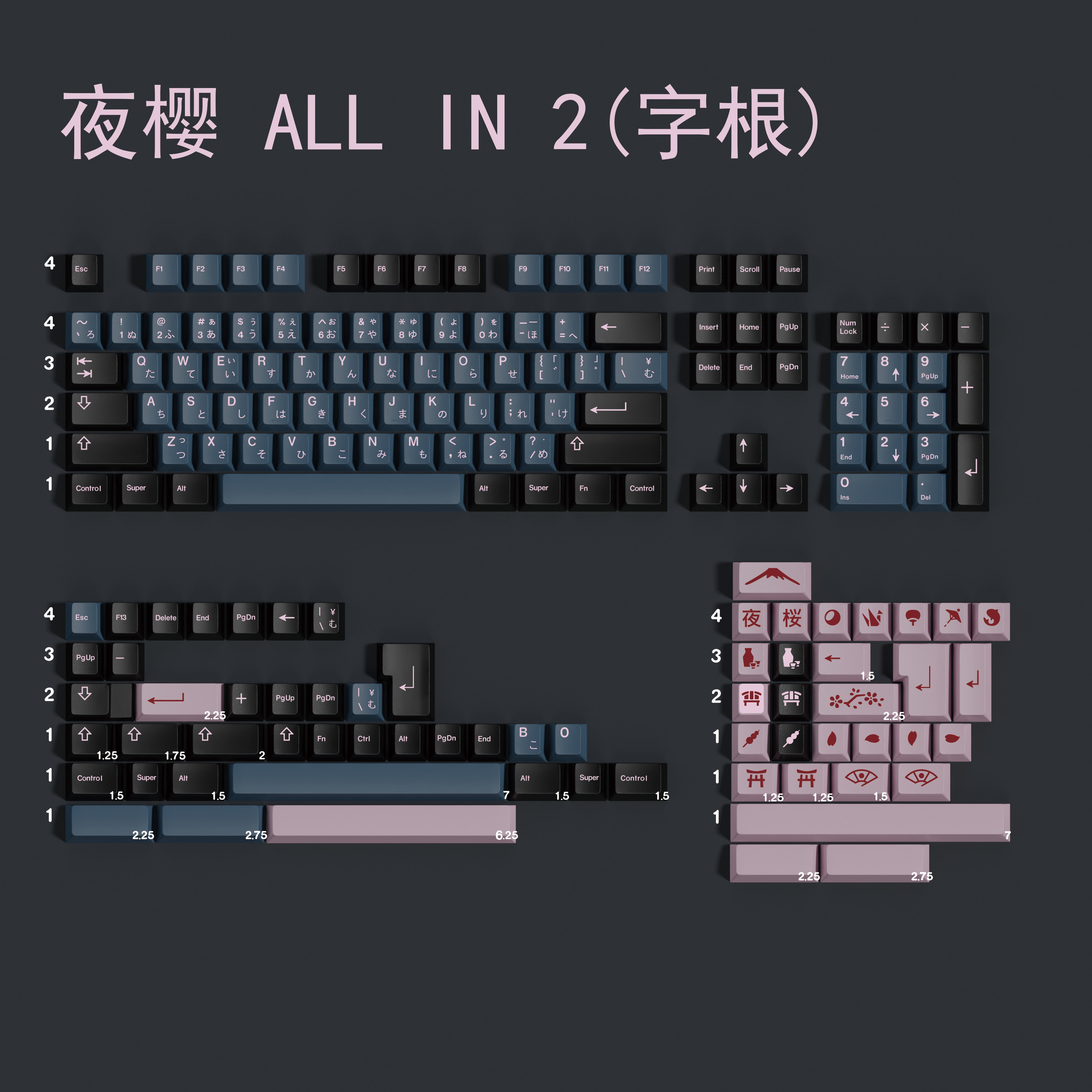 PBT Keycaps NightSakura Keycap - đánh giá và giá Stabilizer Screw In