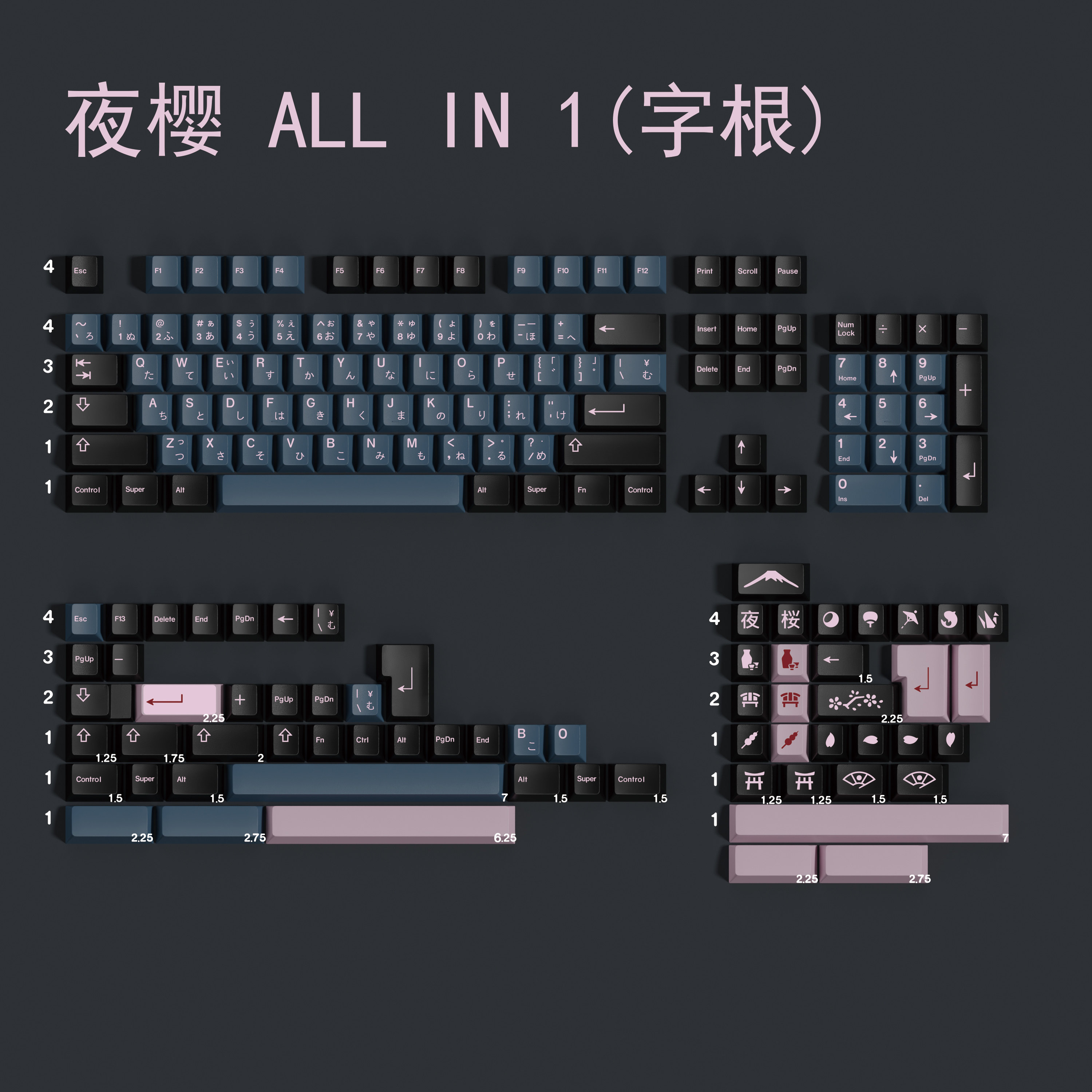 PBT Keycaps NightSakura Keycap - đánh giá và giá Stabilizer Screw In
