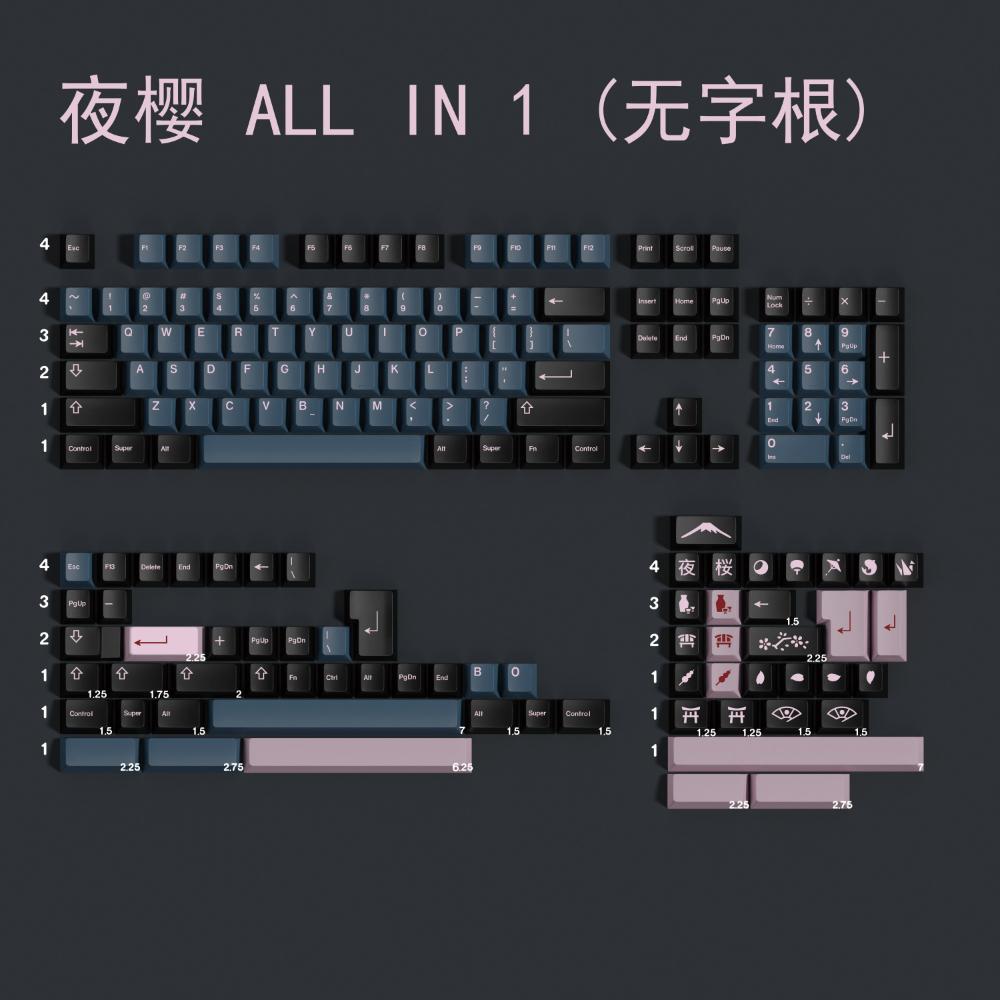 PBT Keycaps NightSakura Keycap - đánh giá và giá Stabilizer Screw In