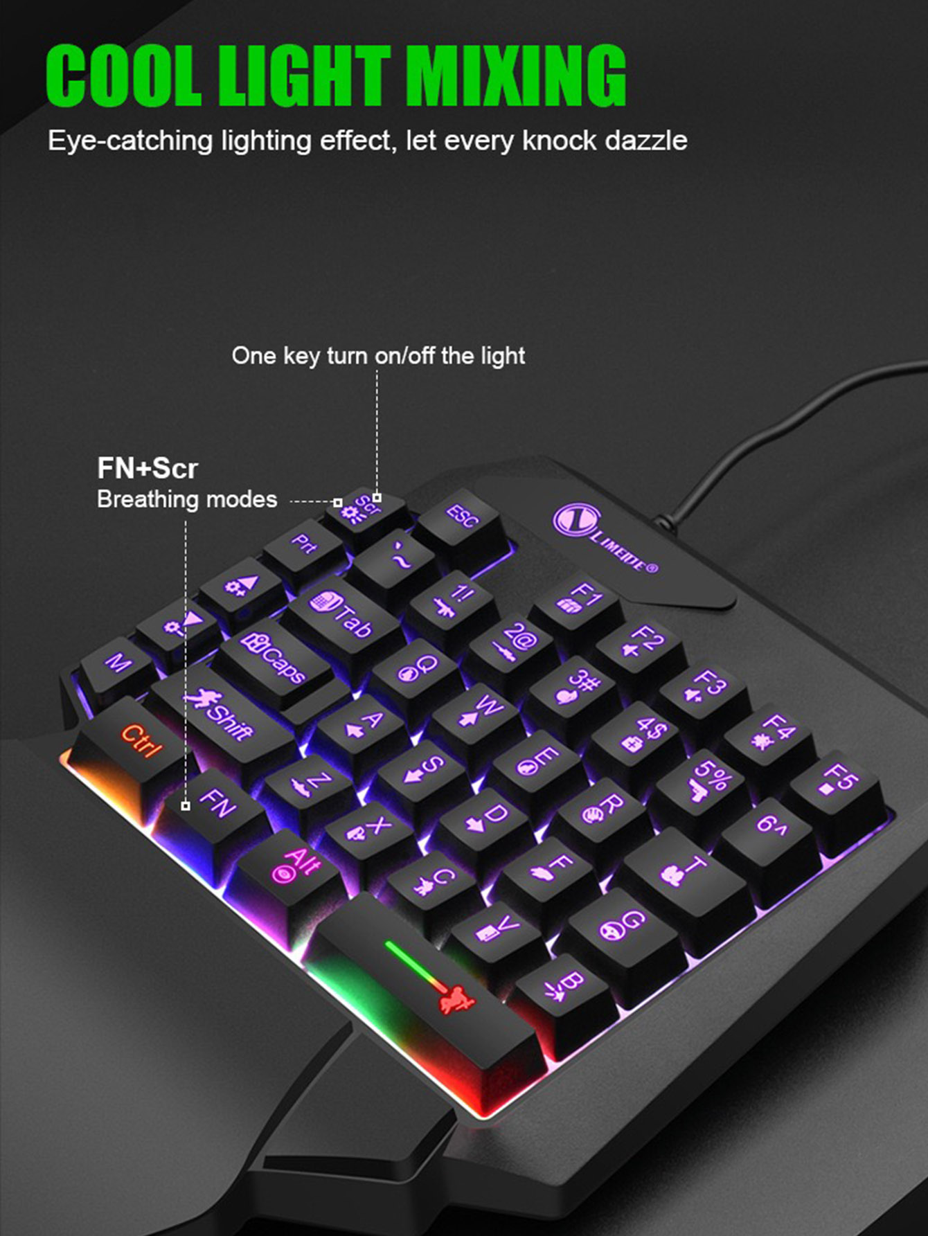 Mechanical one-handed light ga - đánh giá và giá Gaming Keyboard Half