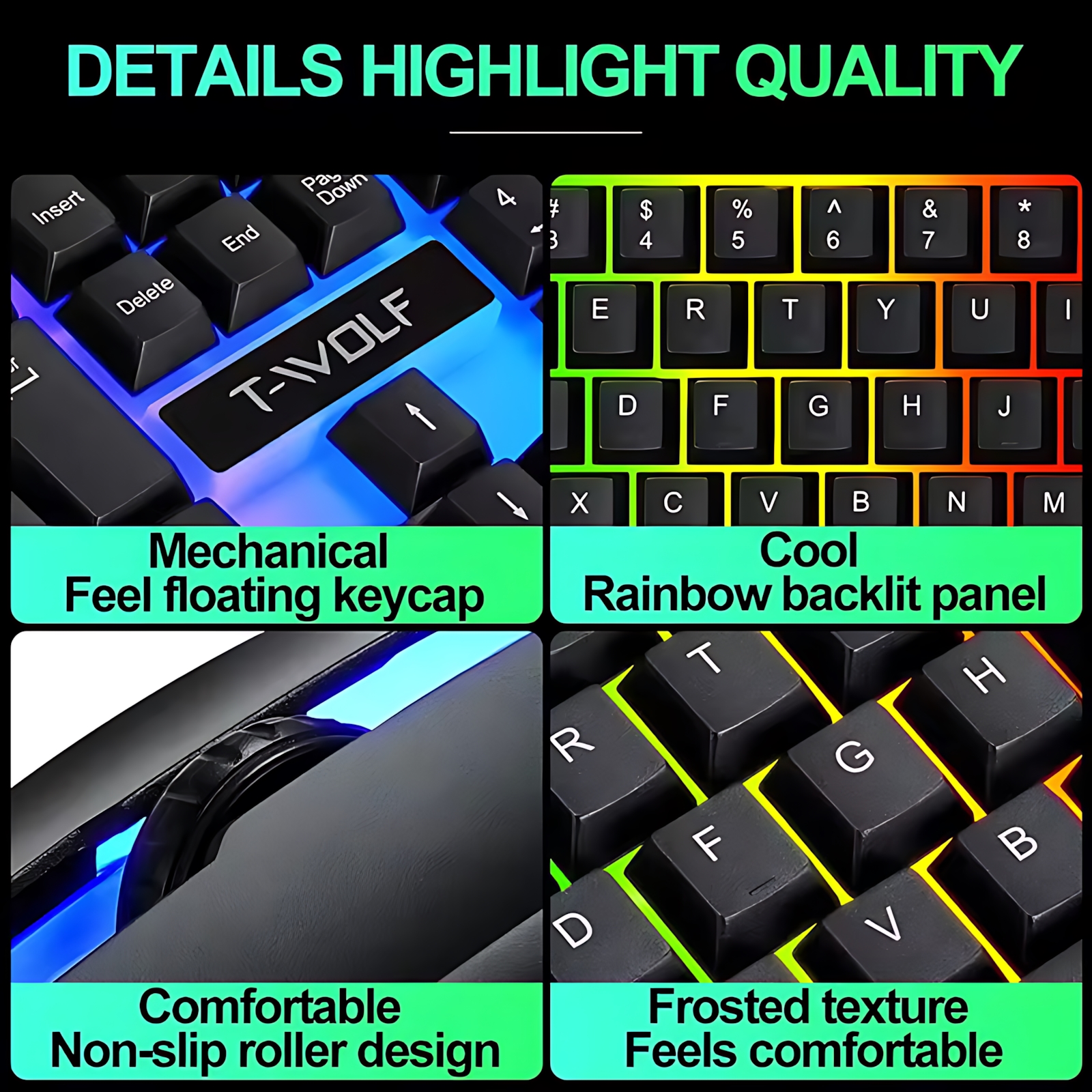 Rainbow Backlit Wired Keyboard - đánh giá và giá Gaming Keyboard And Mouse Combo