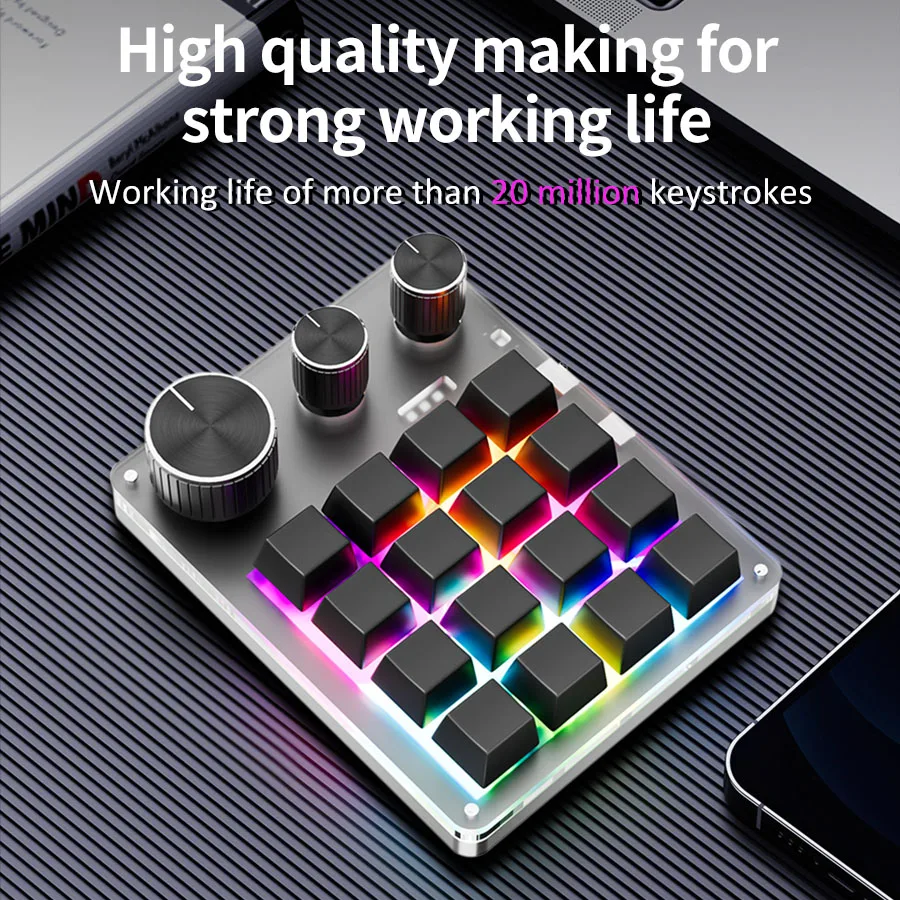 2.4G Bluetooth 3 Modes 16 Keys - đánh giá và giá Gaming Keyboard Half