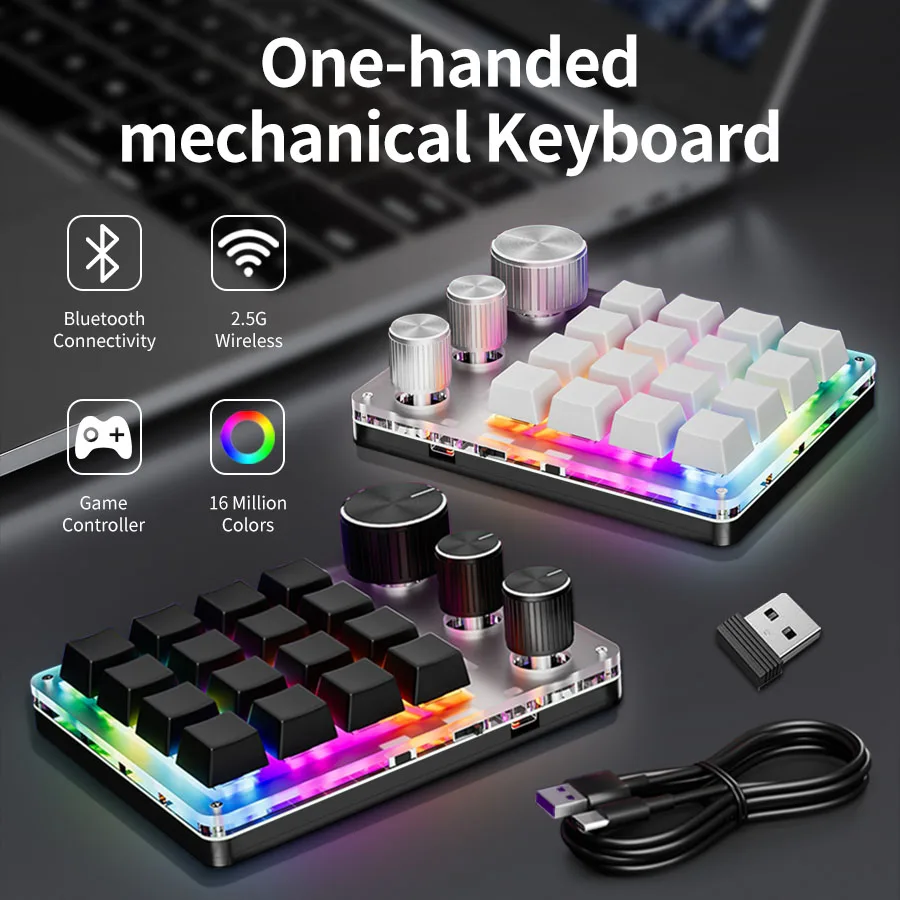 2.4G Bluetooth 3 Modes 16 Keys - đánh giá và giá Gaming Keyboard Half