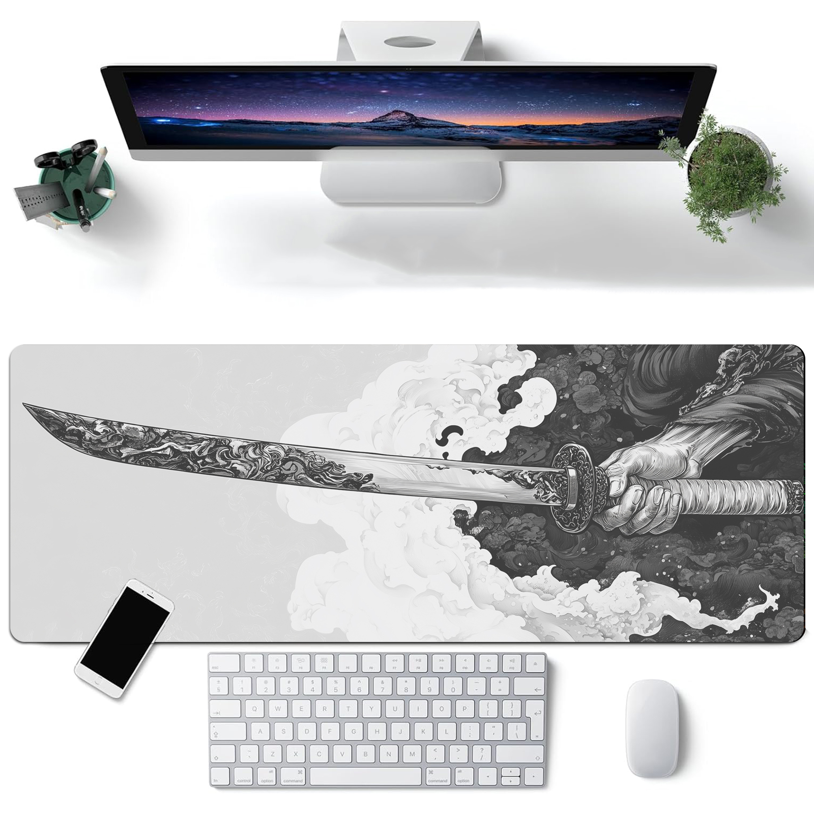 Black And White Comic Wind Swo - đánh giá và giá Gaming Keyboard Mouse