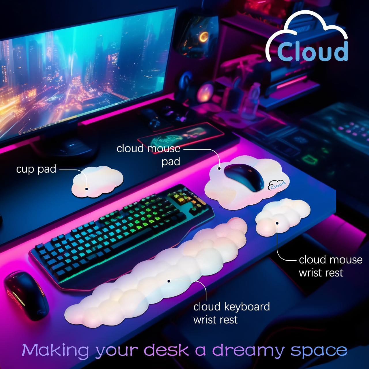 Ergonomic Cloud Wrist Rest wit - đánh giá và giá Gaming Keyboard Types