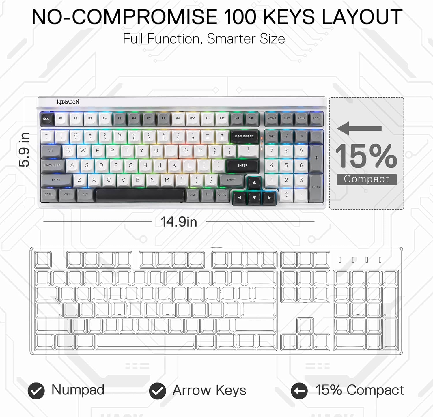 Redragon K656 PRO 3-Mode Wirel - đánh giá và giá Gaming Keyboard No Noise