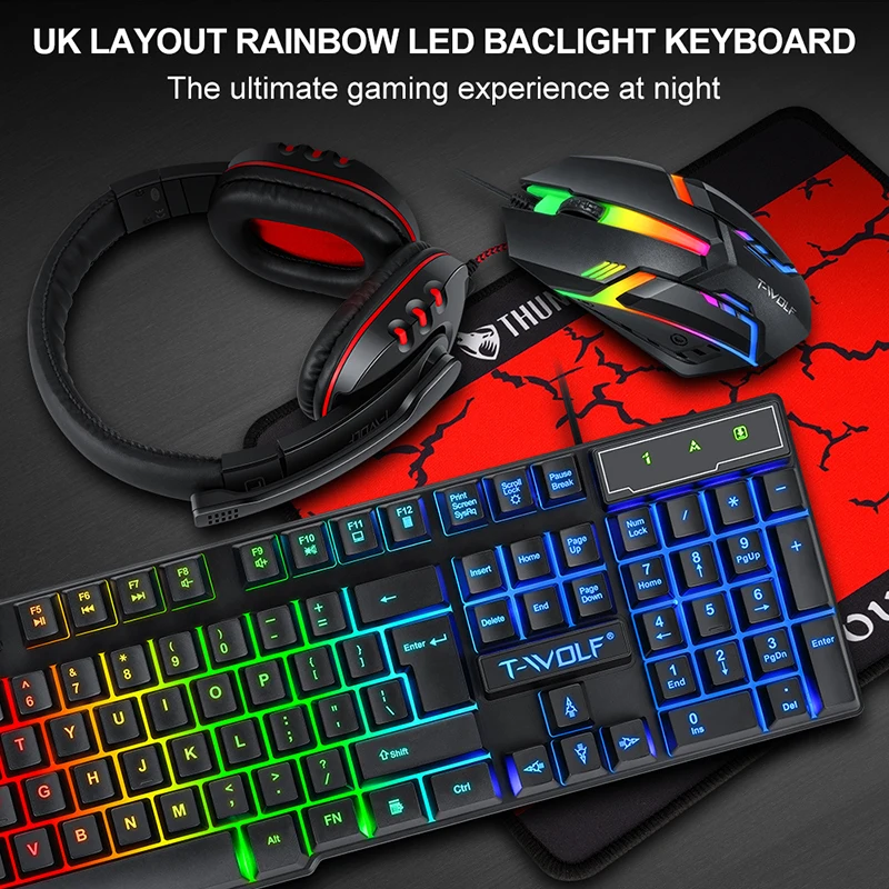 T-WOLF Game Four Piece TF800 I - đánh giá và giá Gaming Keyboard And Mouse Combo
