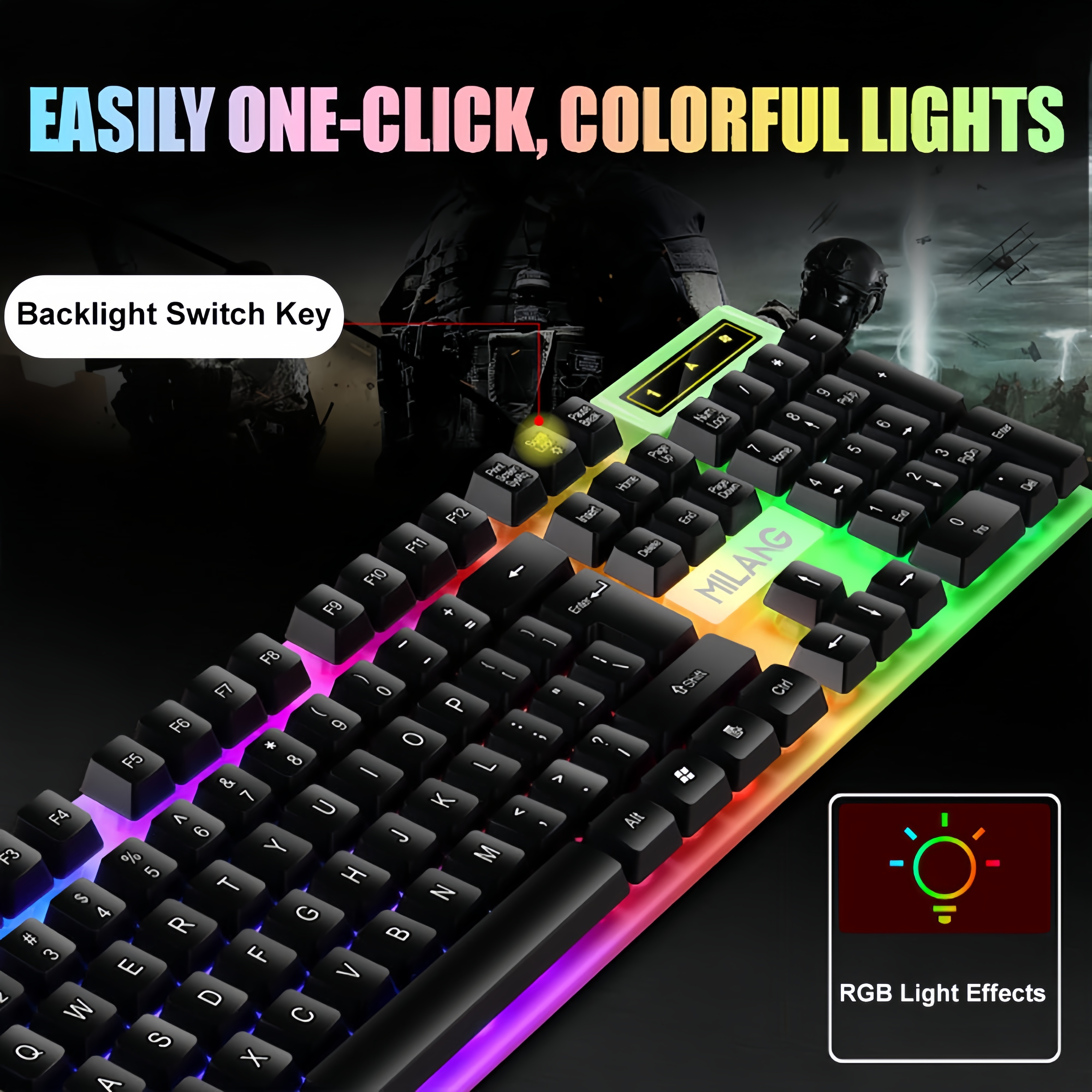 KEBIDUMEI USB Wired Keyboard R - đánh giá và giá Gaming Keyboard Half