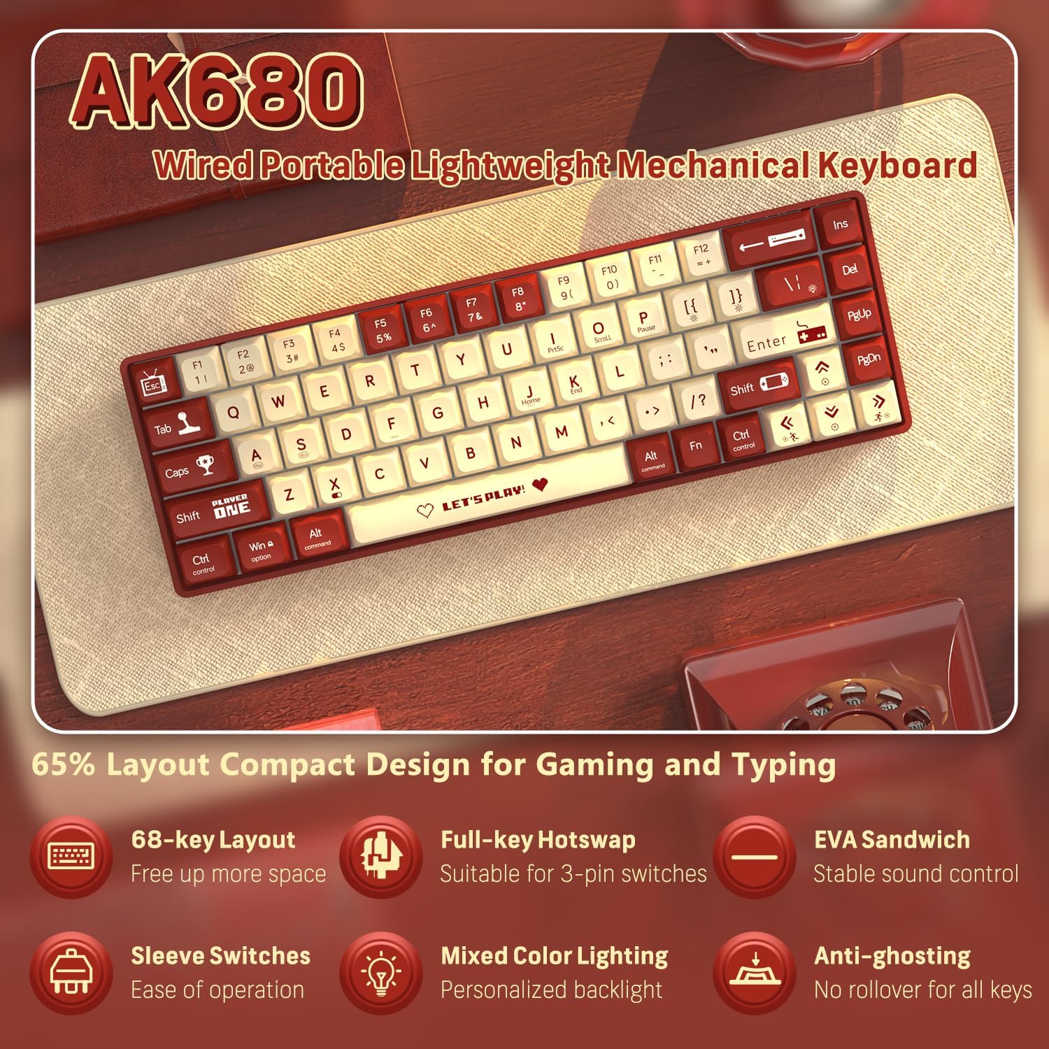 MAMBASNAKE x ATTACK SHARK AK68 - đánh giá và giá Gaming Keyboard Half