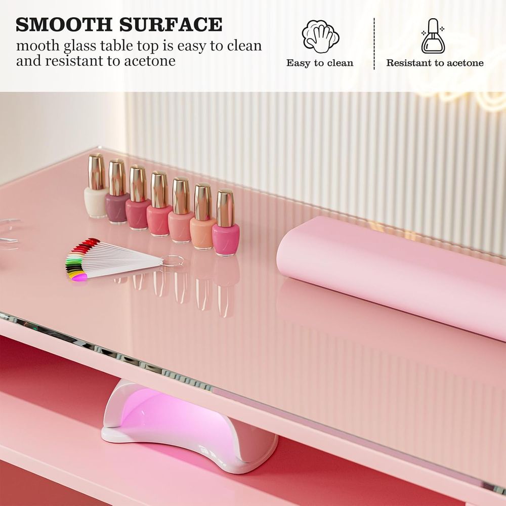Dual Manicure Station with Gla - đánh giá và giá Wrist Rest Wood