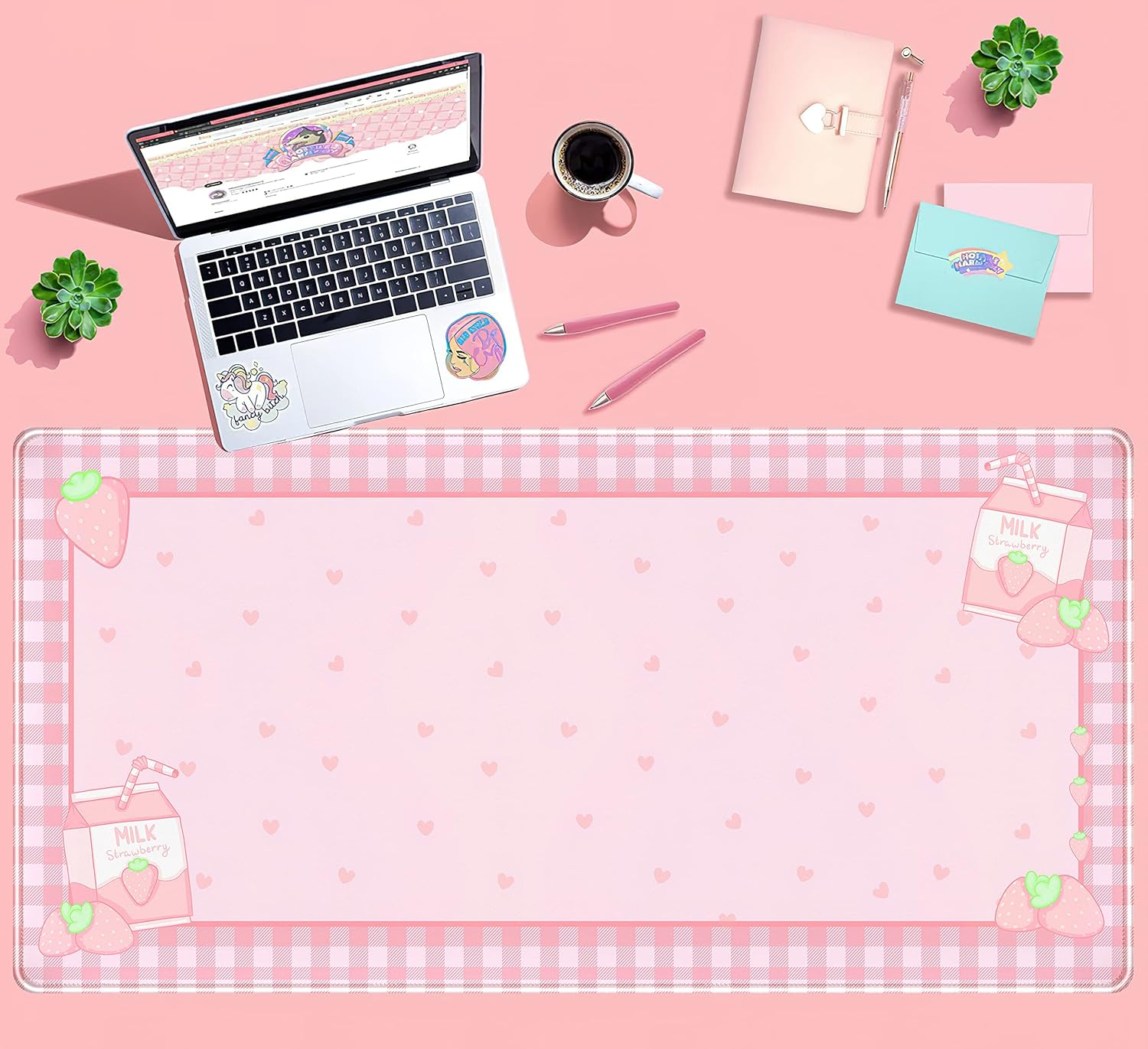 Cute Pink Plaid Desk Mat, Stra - đánh giá và giá Gaming Keyboard Mouse