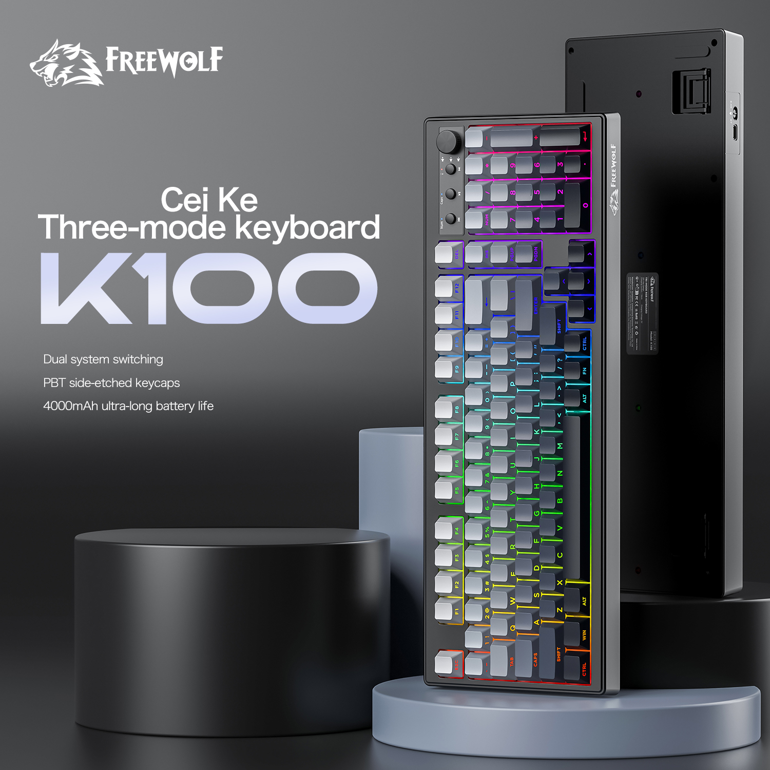 FREEWOLF k100 three-mode silen - đánh giá và giá Gaming Keyboard And Mouse Combo