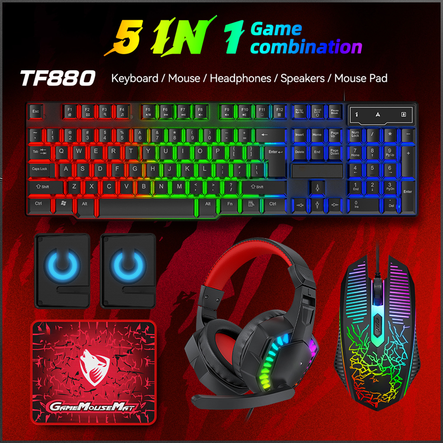 5-in-1 Set Gaming Combo Keyboa - đánh giá và giá Gaming Keyboard And Mouse Combo