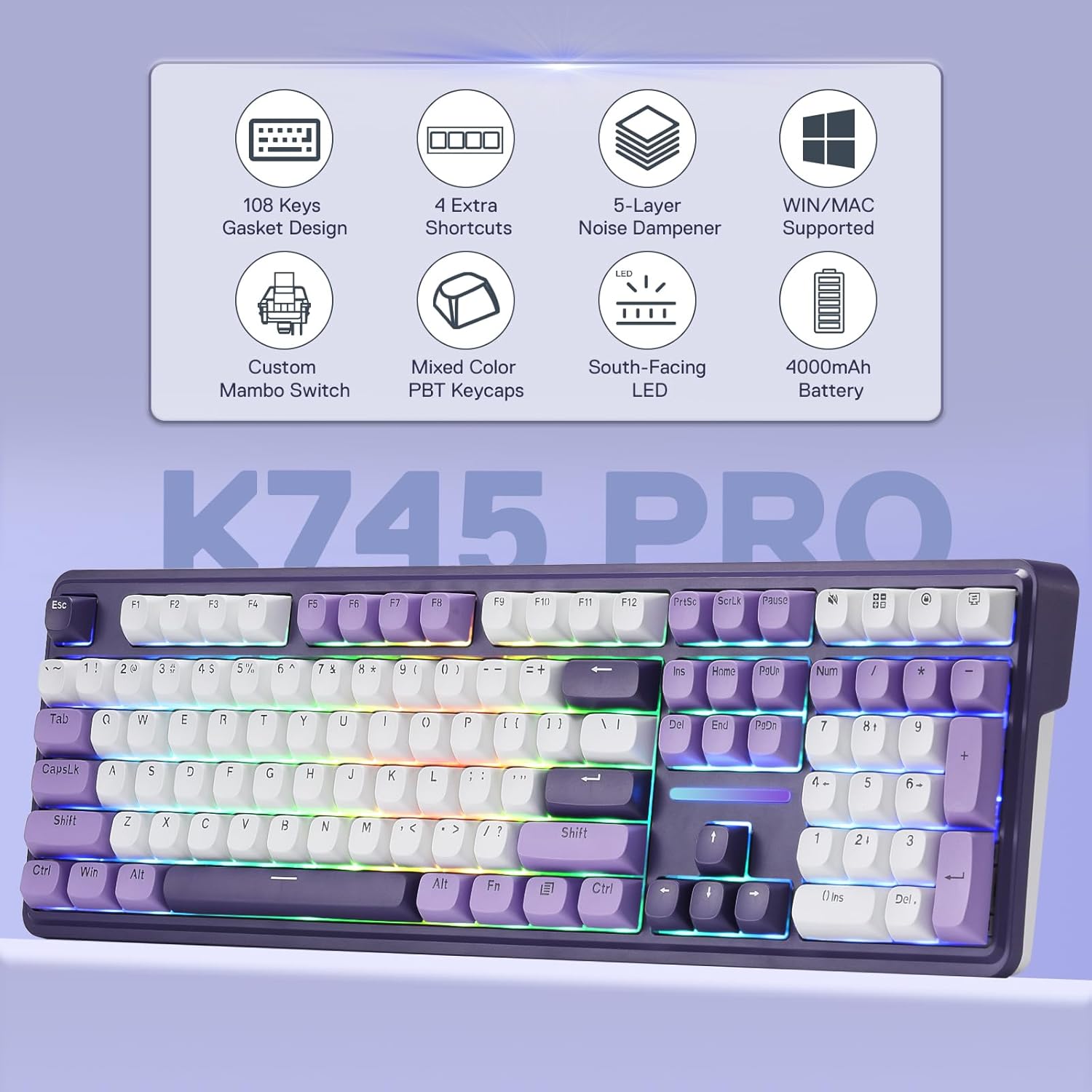 Wireless Gasket RGB Gaming Key - đánh giá và giá Gaming Keyboard No Noise