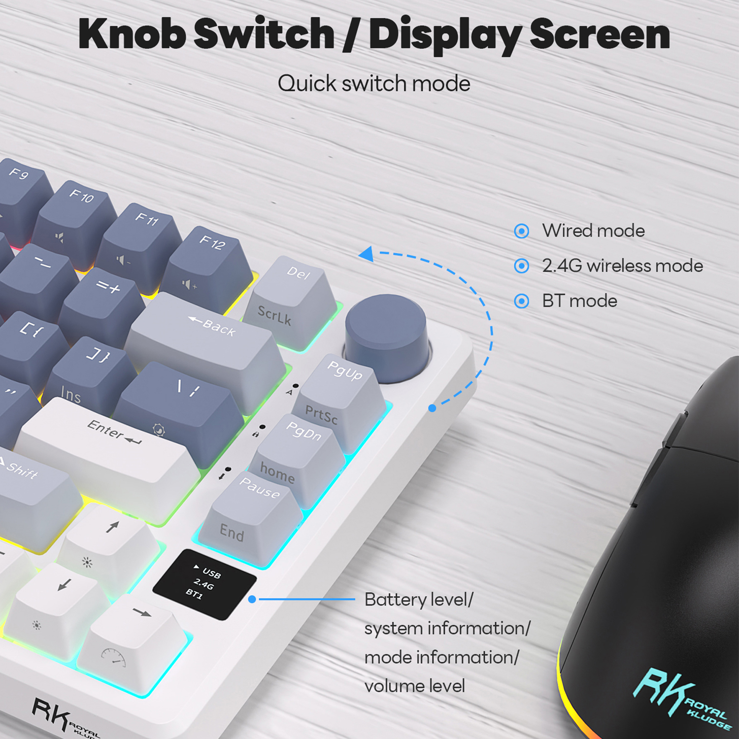 RK ROYAL KLUDGE M75 2.4G Wirel - đánh giá và giá Gaming Keyboard Half
