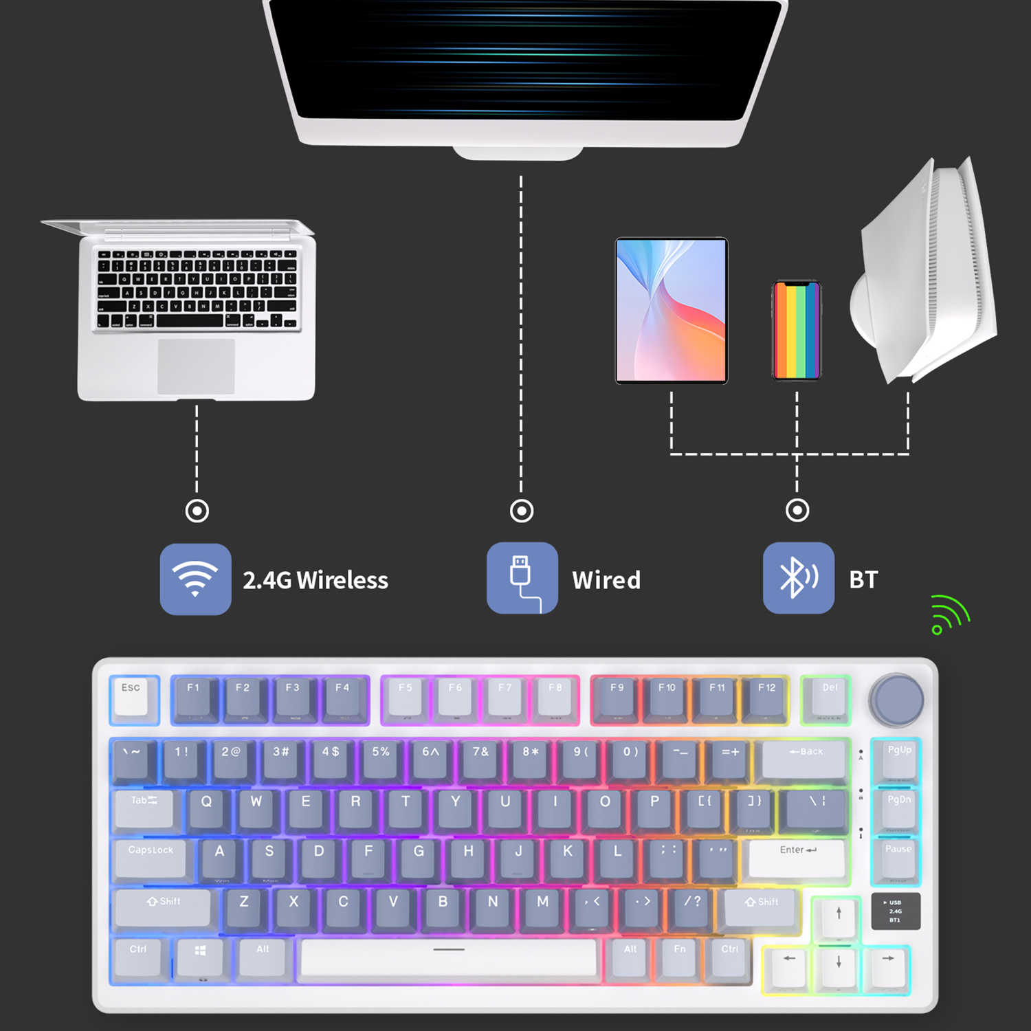 RK ROYAL KLUDGE M75 2.4G Wirel - đánh giá và giá Gaming Keyboard Half