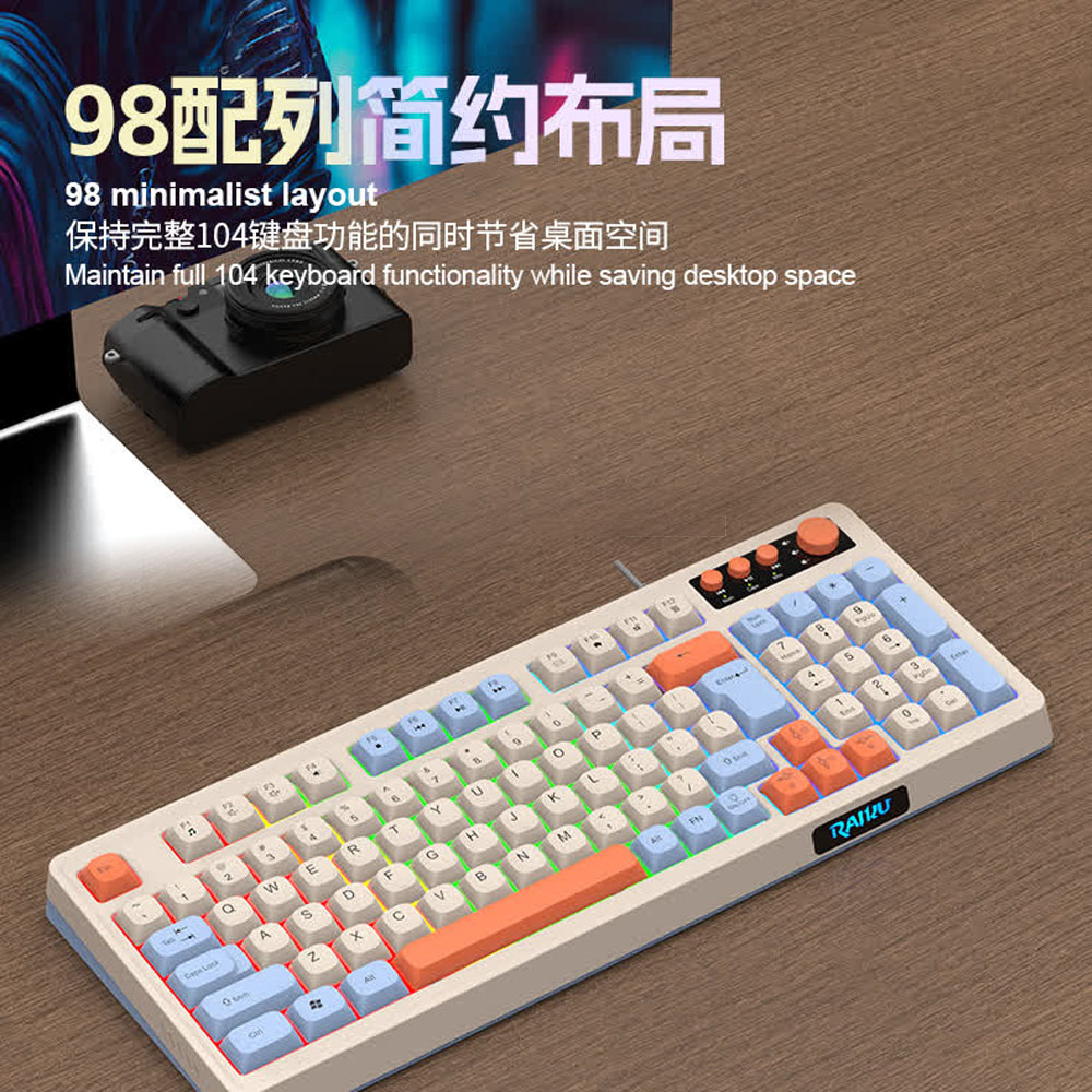 Backlight RAIKU K98 Keyboard R - đánh giá và giá Gaming Keyboard Half
