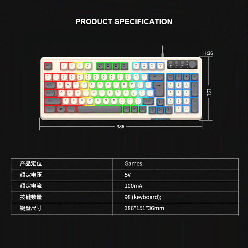 Backlight RAIKU K98 Keyboard R - đánh giá và giá Gaming Keyboard Half