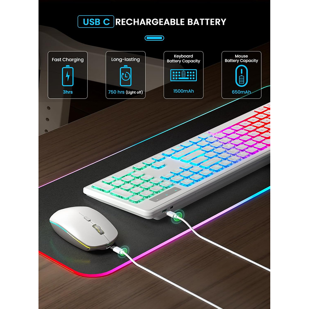 Backlit Wireless Keyboard and  - đánh giá và giá Gaming Keyboard And Mouse Combo